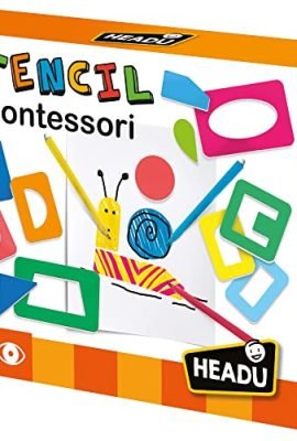 Headu Stencil Montessori: Drawing and Coloring Ideas – MU29396 – Educational Toy for Children Aged 3–6 Years, Made in Italy
