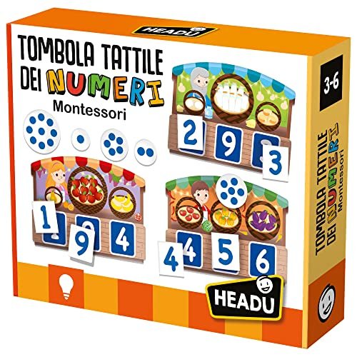 Headu Tombola Tattile Dei Numeri Montessori Un Allegro Mercatino Per Imparare A Contare It20249 Gioco Educativo Per Bambini 3-6 Anni Made In Italy