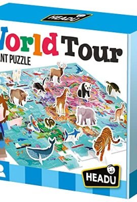 Headu World Tour – A Large Puzzle to Discover the World | Mu26258 – Educational Game for Children Aged 5–10 Years, Made in Italy