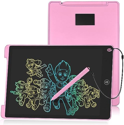 HOMESTEC 12" LCD Graphics Tablet with Color Display – Erasable Drawing Board (Pink)