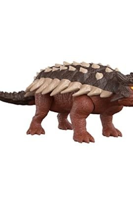 Jurassic World: The Dominion Roar Strikers Ankylosaurus Herbivorous Dinosaur Action Figure, with Roar, Tail Strike Attack, and Movable Joints, for Kids 4+ Years, HDX36