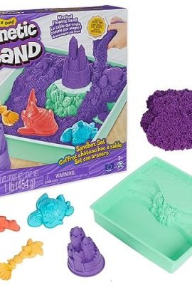 Kinetic Sand, Purple Sandcastle Playset, Kinetic Sand with Tray, Magic Sand, 454g Purple Sand, Includes 3 Shovels, Toys for Boys and Girls, Ages 3+