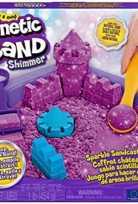 Kinetic Sand Shimmer 6063521 – Sandbox Set with 454 g of Glittering Sand, Basin, and Play Accessories for Indoor Play, Ages 3+