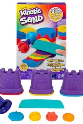 Kinetic Sand, Rainbow Sand Set, featuring 3 Colors of Sand (382 g) and 6 Accessories, Ages 3+