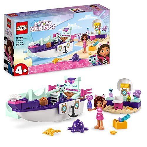 LEGO 10786 La Casa delle Bambole di Gabby Nave del Benessere e Siregatta, Playset con Barca Giocattolo, Salone di Bellezza, Personaggi e Accessori, Giochi per Bambine dai 4 Anni