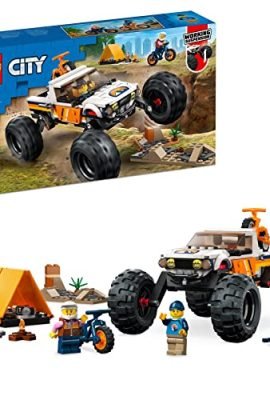 LEGO 60387 City Adventure 4x4 Off-Road Vehicle – Monster Truck–Style Toy Car with Working Suspension and 2 Mountain Bikes – Kids’ Playset
