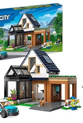 LEGO 60398 City Family Villa & Electric Car – Modular Dollhouse Building Set with Toy Car, Minifigures, and Puppy – Toys for Boys and Girls Ages 6+