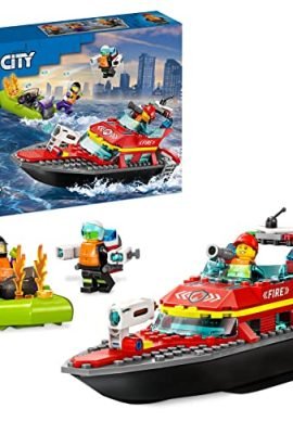 LEGO CITY 60373 Fire Rescue Boat, Floating Toy, Jetpack & Minifigures