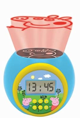 Lexibook - Peppa Pig Alarm Clock with Projector, Snooze Function, Night Light with Timer, LCD Screen, Battery-Powered, Blue/Yellow, Color
