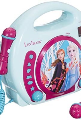 Lexibook Disney Frozen Elsa CD Player with 2 Built-in Microphones, Timer Function, Headphone Jack, for Kids, AC or Battery Powered, Blue/Purple, RCDK100FZ