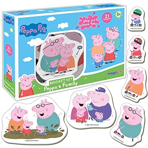 MAGDUM Peppa Pig e la sua famiglia Magneti Bambini - 21 GRANDI Calamite Frigorifero - Calamite Bambini - Giochi Bambini 3 anni - Animali Giocattolo per Bambini- Calamite per Bambini - Giochi Magnetici