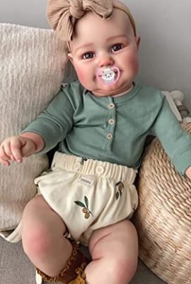 MineeQu 50CM So Truly Premium Size Baby Hand-Drawn Hair Sweet Smile Reborn Dolls for Kids Silicone Vinyl Full-Body Realistic Dolls for Newborn Girls with Cozy Bodies