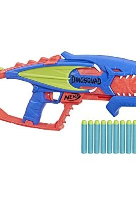 Nerf DinoSquad - Terrodak, 12 Nerf Elite darts, dinosaur-shaped design, 4-dart foam blaster for outdoor play for boys and girls