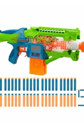 Nerf Elite 2.0 Double Punch Dart Blaster, 50 Nerf Elite Darts, 2 10-Dart Magazines, Motorized Nerf Blaster – Ages 8+