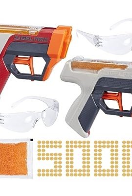 NERF Pro Gelfire Dual Wield Pack: 2 Blasters, No-Prime Firing, 5000 Gelfire Rounds, 2x 100-Round Integrated Hoppers, 2 Eyewear – Ages 14+