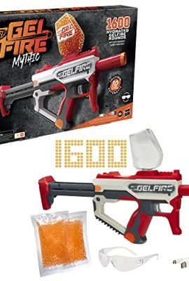 Nerf Pro Gelfire Mythic Blaster, 1,600 Gelfire Rounds, Magazine, Rechargeable Battery, Glasses