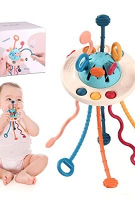Oderra Silicone Montessori, Educational Pull-String Toy, Baby Toys for 2–3 Year Olds/Birthdays/Christmas Gifts, Multicolor, Sensory Play for Babies, One Size