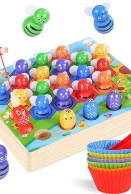 Ophy Montessori Games 2, 3, 4, 5 Years - Wooden Toy Color Matching Educational Toys with 3-in-1 Bowl Vector Toy