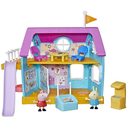 Peppa Pig, La Clubhouse di Peppa Pig, gioco per bambini in età prescolare, con effetti sonori, 2 personaggi, 7 accessori, dai 3 anni in su