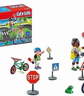 Playmobil City Life 71332 Road Safety Education, Bicycle Course, Road Signs on a Bike & More – Toy for Kids Ages 4+