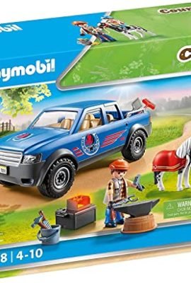 Playmobil Country 70518, Blacksmith with Pickup Truck, with Light Effects, Ages 4+