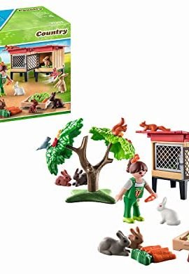 Playmobil Country 71252 Rabbit Enclosure, Farm Animals for Organic Farming, Sustainable Toys for Kids Ages 4+