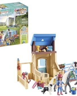 Playmobil Horses of Waterfall 71353 Stable with Enclosure – Adventure at the Picturesque Waterfall Ranch with Amelia and Whisper: Fun Role-Playing Games, a Sustainable Toy for Kids Ages 5+