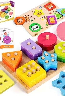 Subtail Kids’ Games 1 Year Old – Montessori Motor Skills Games for 1–2–3 Year Olds – Wooden Puzzle Toy for 2–3 Year Olds – Sensory Toys for 1 Year Old Babies – Educational Games as Gifts for 1–2–3 Year Old Children
