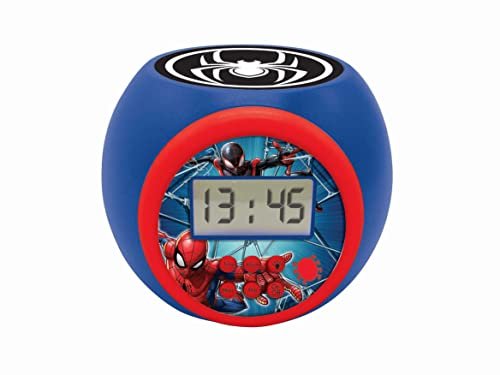 Sveglia con proiettore Spiderman Marvel con funzione snooze , luce notturna con timer, schermo LCD, a batteria, blu / rosso, RL977SP