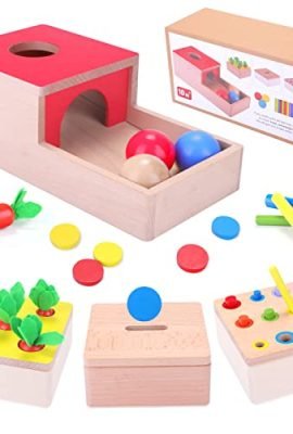XIAPIA Wooden Toys for Kids, Montessori Multi-Activity Wooden Cube Toy, Interactive Educational Toys for 1–2–3 Year Old Girls and Boys, 1-Year-Old Baby Gift
