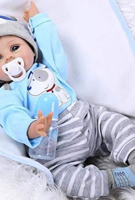 ZIYIUI Realistic 55 cm Reborn Dolls Baby Boy Reborn Doll Silicone Reborn Baby Dolls for Boys Magnetic Mouth Kids' Toys 22 Inch