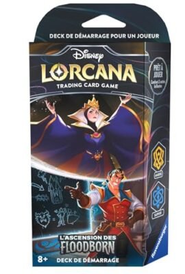 Ravensburger - Disney Lorcana TCG: The Rise of the Floodborn – Collectible Card Game – CCG – Amber & Sapphire Starter Deck – 8+ Years – French Version