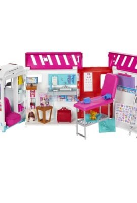 Barbie - Ambulance Playset, First Aid Vehicle with Lights, Sounds, and 20+ Accessories, Toy for Kids, 3+ Years, HKT79