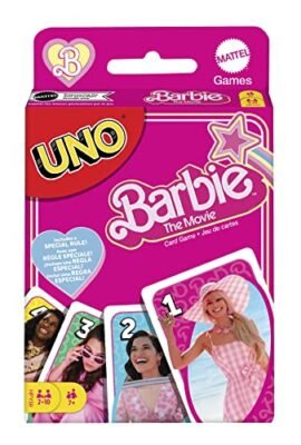 UNO Barbie The Movie &ndash; UNO card game inspired by the Barbie movie, perfect for family game nights and parties with friends, a toy for children aged 7+, HPY59