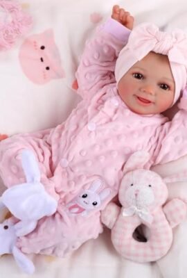 BABESIDE Reborn Doll Sunny 17" Lifelike Newborn Baby Doll, Realistic Baby Doll with Soft Body and Fabric, Reincarnated Dolls, Realistic Doll That Opens Its Eyes