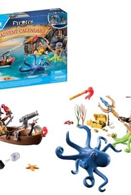 PLAYMOBIL Pirates 71636 Advent Calendar: Pirates – 24 surprises, including two characters, a gigantic octopus, and various accessories. Advent Calendar 2024 – a toy for children aged 4 and up!