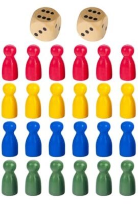 32 Chess Pieces & 2 Dice, Wooden Toy, Board Game Accessories, Throwing Game, Interactive Toy for the Home