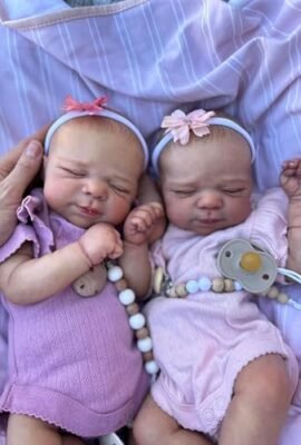 Zero Pam Bambole Reborn Silicone Twins Full Body 18 Inch 45 cm Reborn Dolls Twin Girls with Soft Vinyl Limbs Realistic Female Doll for Girls
