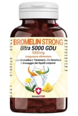 Bromelina Forte Drenante – Purest High-Dosage Bromelain 5000 GDU with Dandelion for Anti-Cellulite and Detox Effects – 120 Tablets, 1000 mg – ImmunoSTRONG
