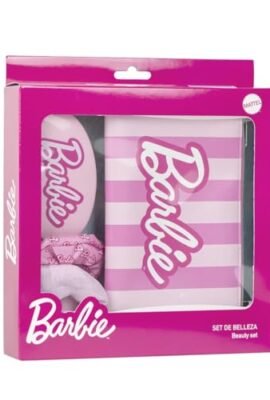 CERDÁ LIFE'S LITTLE MOMENTS - Barbie Beauty Set - Pink - Complete Set - Includes hairbrush, 2 hair ties, and storage case - Original product