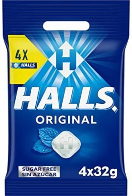Halls ORIGINAL Sugar-Free Mint Candies – 128g Pack (4 x 32g)