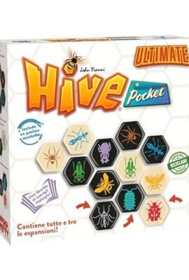 Hive Pocket Ultimate – Strategy Game for 2 Players – Includes the Ladybug, Mosquito, and Woodlouse Expansions – 2 Players – Ages 9+ – 20 Minutes – Italian Edition