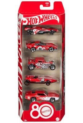 Hot Wheels - 5-Vehicle Core Set by Mattel for the 80th Anniversary, 1:64 Scale Cars with Decorations and Collectible Packaging, Toy for Kids, Ages 3+, JGK08
