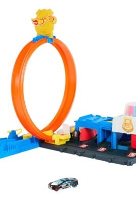 Hot Wheels City - Super Police Station, adjustable playset featuring 4 track lanes with customizable loops and stunts, includes a race car, perfect for kids aged 4+, JBM71