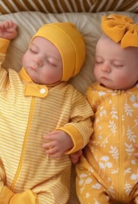 JIZHI Reborn Dolls Twins – 20-inch Realistic Newborn Baby with Soft Vinyl Limbs, Realistic Twin Dolls with Children’s Clothing for Ages 3+