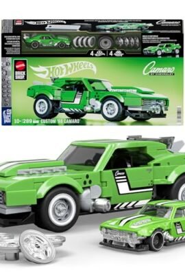 Mattel Brick Shop Hot Wheels - Custom ’68 Camaro Speed Series, building set with 289 pieces, realistic details and stickers to customize the car, 10+ years, JFT16