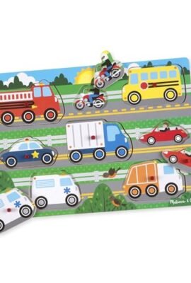 Melissa & Doug Wooden Puzzle for Kids – Large Stacking Vehicles, Educational Montessori Toys, Creative Play, Gift for Boys and Girls, 2+ Years