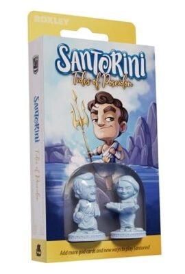 Roxley Games Santorini: Tides of Poseidon – Card Pack Expansion for Santorini Second Edition – 17 New God Cards, 2 Worker Minis, Mode Cards & Tokens – Ages 8+ – 2–4 Players