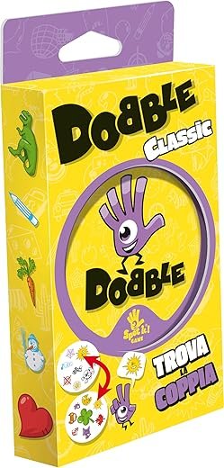 Asmodee: Dobble Classic Blister Eco, Versione Mini, Divertente Gioco di Carte per Tutta la Famiglia, 5 mini giochi, 2-8 Giocatori, 6+ Anni, Edizione in Italiano