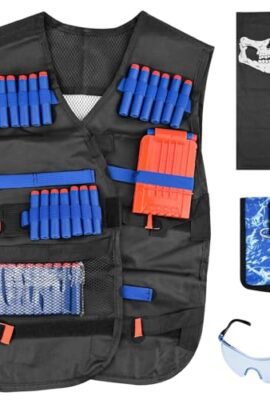 Absyrony Kids’ Tactical Vest, Tactical Vest Kit, including 1 Pair of Protective Eyewear + 1 Mask + 1 Reload Clip + 1 Wrist Strap + 1 Dart Case + 30 Foam Darts